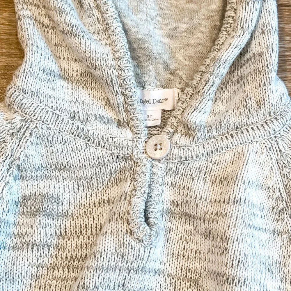Angel Dear Gray Knit Pom Pom Poncho, Size 3